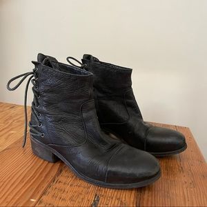 Goop Barneys New York black leather lace up boots